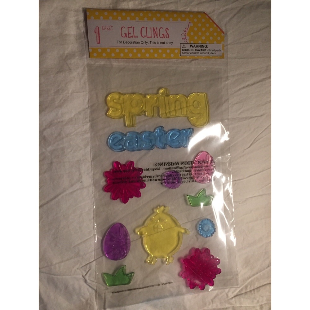 NEW Spring Summer Easter Chick Eggs Flowers Window Gel Clings Stickers 11 pcs!!!